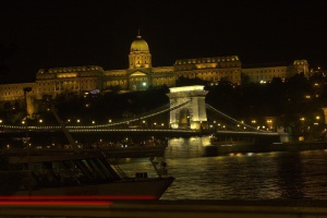 Budapest by night castle and chain bridge Lánchíd és a vár