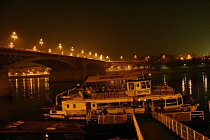 Zoom in Danube with Margaret bridge